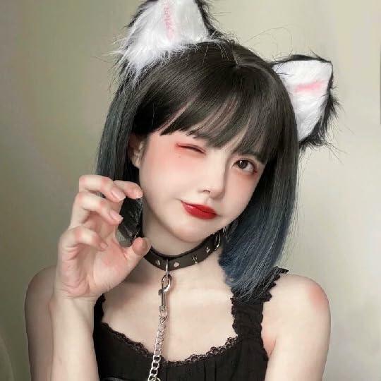 Jinshining White Cat Fox Ears Cosplay Headband with Bells Faux Fur Unisex