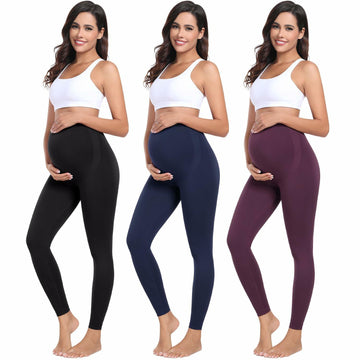 URUWASHI Womens Maternity Leggings High Waist Seamless Workout Black Size M