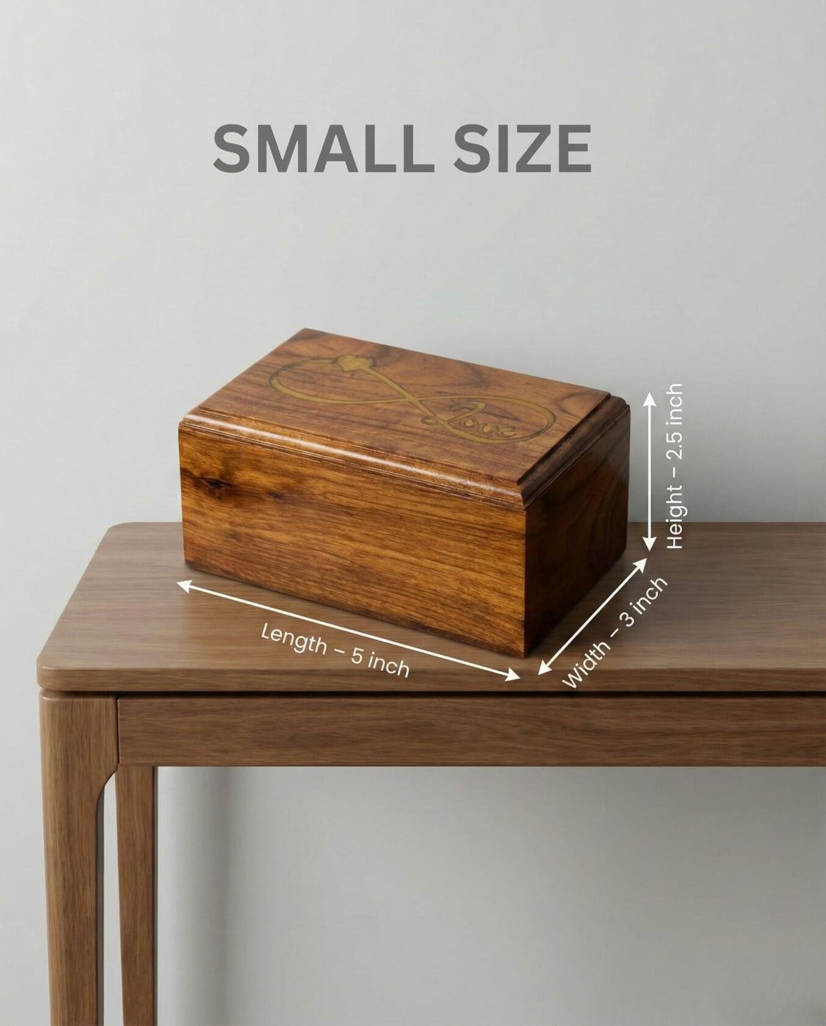 AYZCORP Wooden Urn Infinity Love Design Rosewood Pet Cremation Box