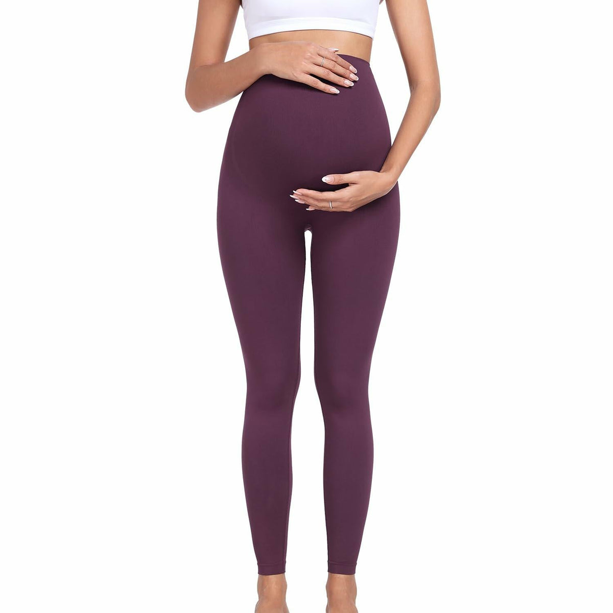 URUWASHI Womens Maternity Leggings High Waist Seamless Workout Black Size M