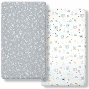 FHMJYH 2PC Super Soft Stretch Knit Crib Sheet Set Microfiber 52x28 Brown Beige