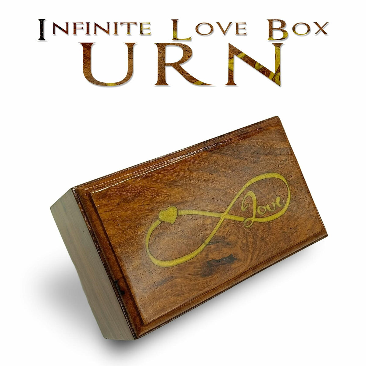 AYZCORP Wooden Urn Infinity Love Design Rosewood Pet Cremation Box