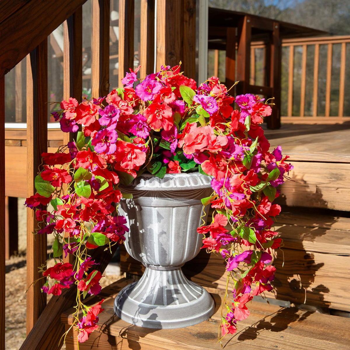 Ivydale Artificial Hibiscus Hanging Flowers UV Resistant Outdoor 2pcs Fuchsia