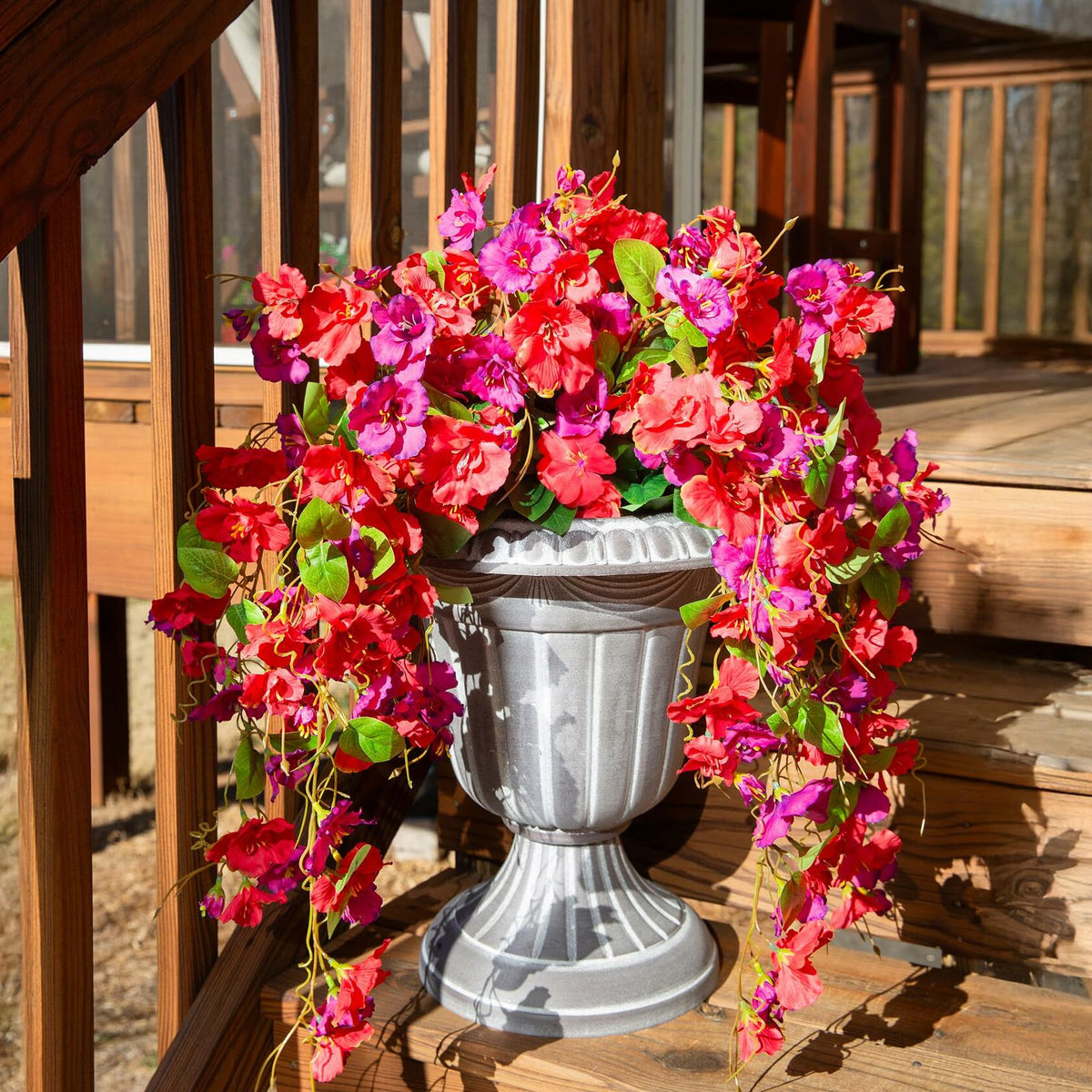 Ivydale Artificial Hibiscus Hanging Flowers UV Resistant Outdoor 2pcs Fuchsia