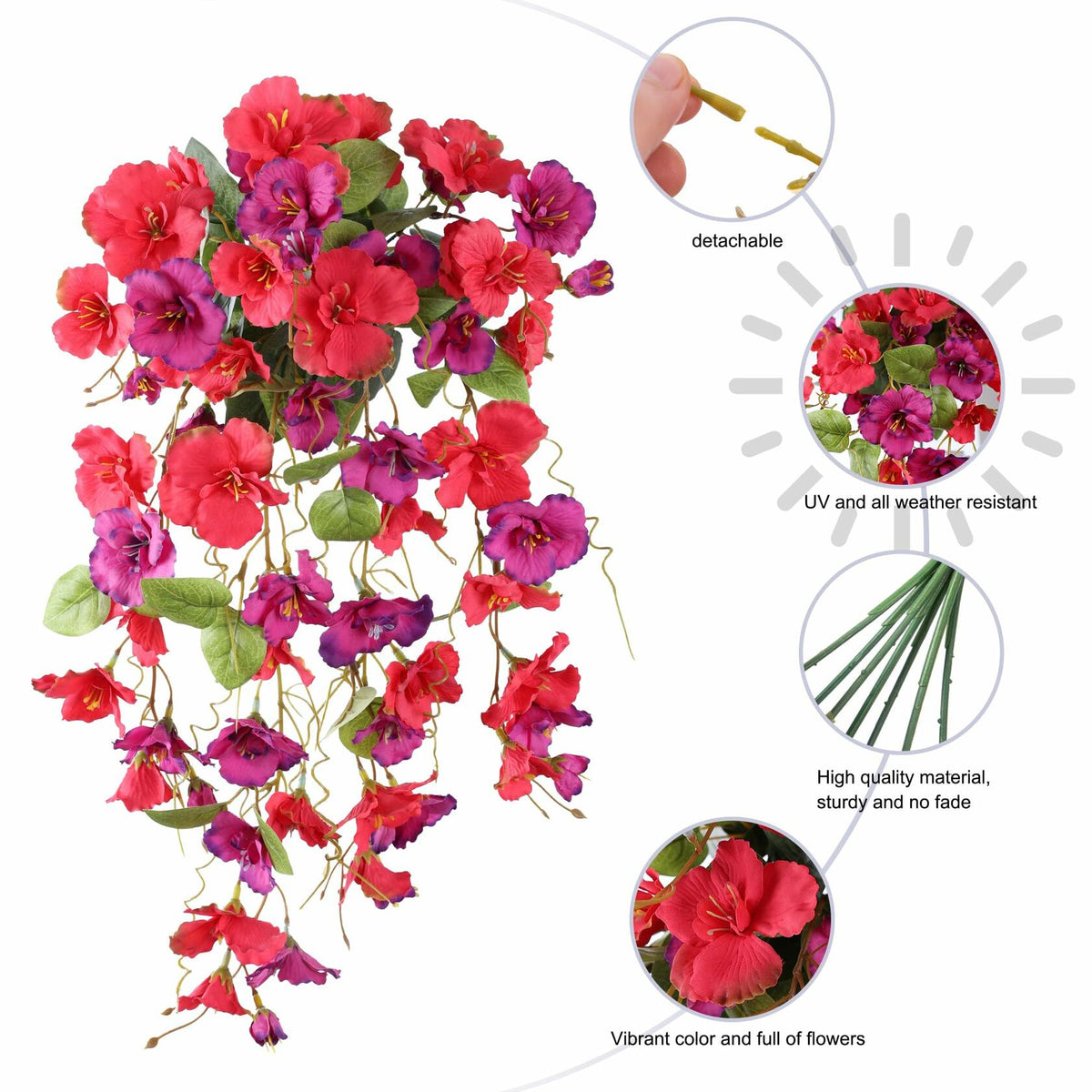 Ivydale Artificial Hibiscus Hanging Flowers UV Resistant Outdoor 2pcs Fuchsia