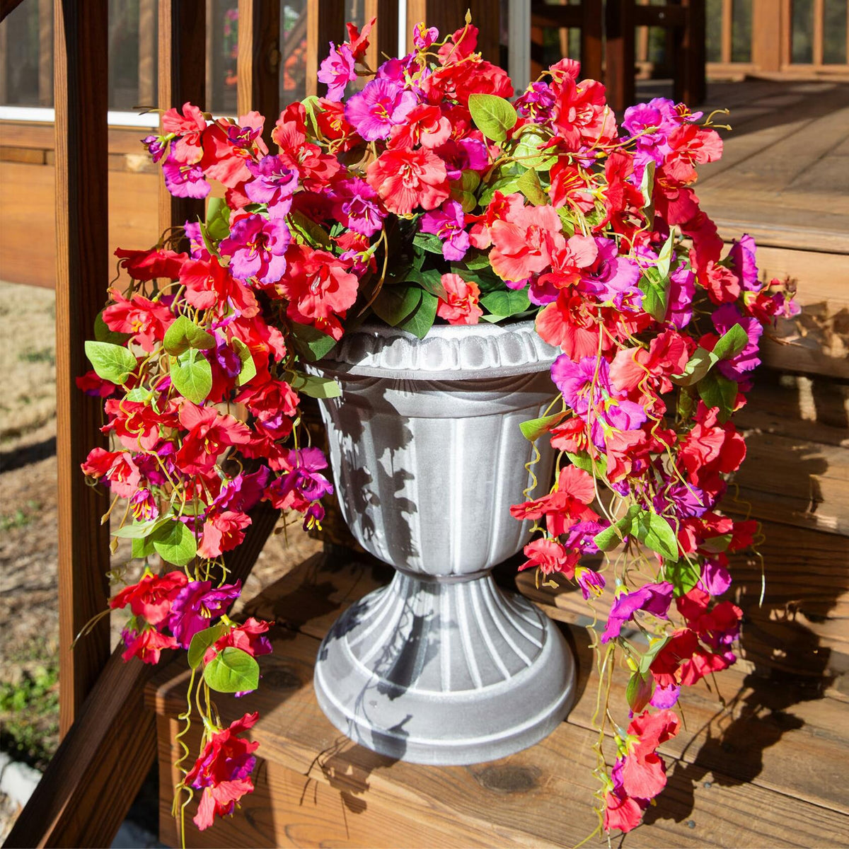 Ivydale Artificial Hibiscus Hanging Flowers UV Resistant Outdoor 2pcs Fuchsia