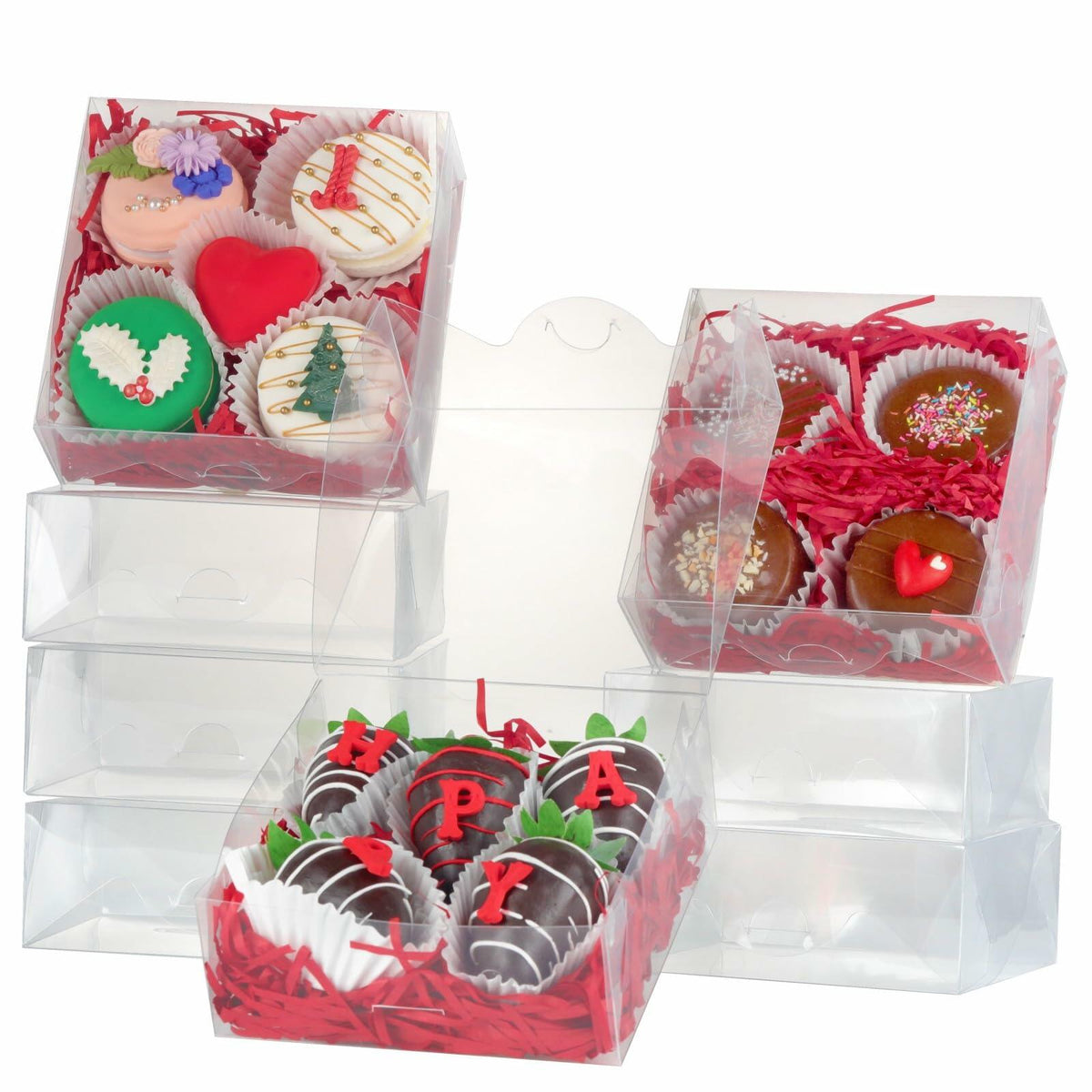 RomanticBaking 20 Pack 6x6x2in Clear Window Cookie Boxes PET Material