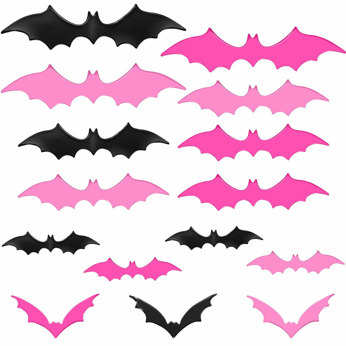 Konohan Halloween Bat Magnets 15 Pcs 3D PVC Black Pink Hot Pink 16x4-8x4cm