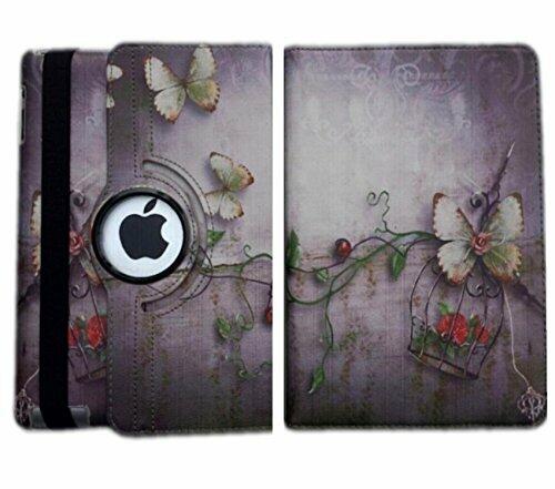 iPad Air 1st/2nd & iPad 5th/6th Gen 9.7 Case 360 Rotating Red Butterfly