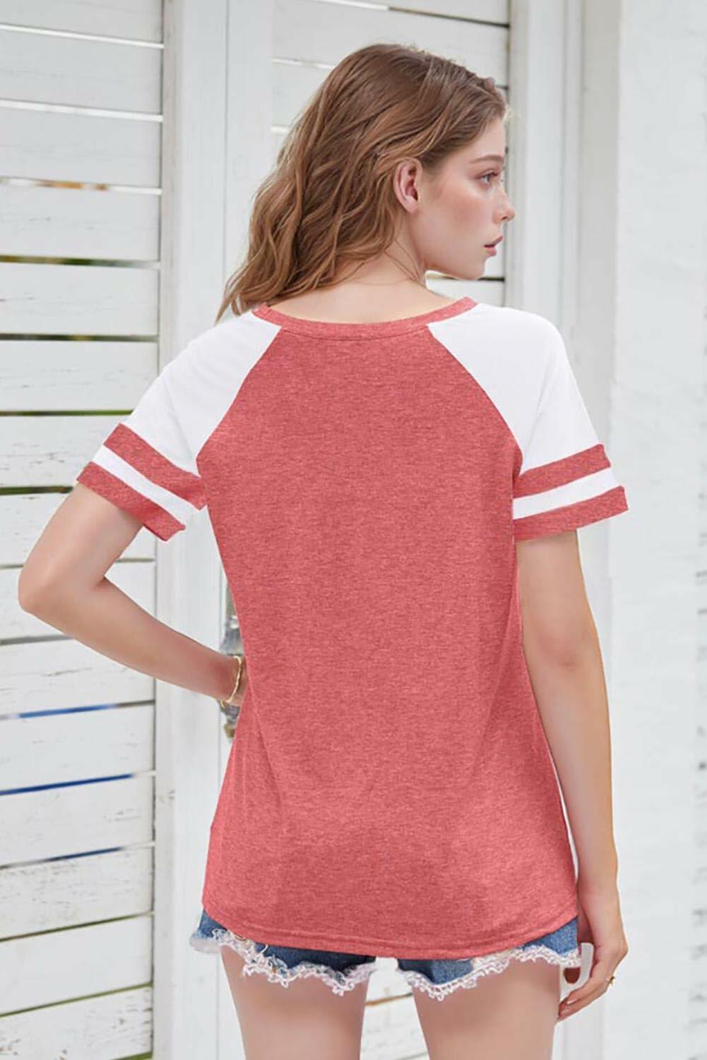 Wielsscca Women’s Summer Casual Tee – Pink, Small, Short Sleeve Loose Fit