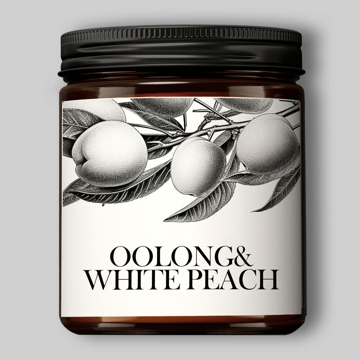 Oolong & White Peach Scented Soy Candle Aromatherapy Black Jar Gift