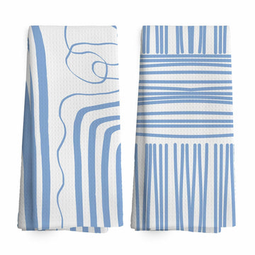 TAEDIN 2PCS Blue Abstract Art Kitchen Towels 16x24in Dish Tea Towels