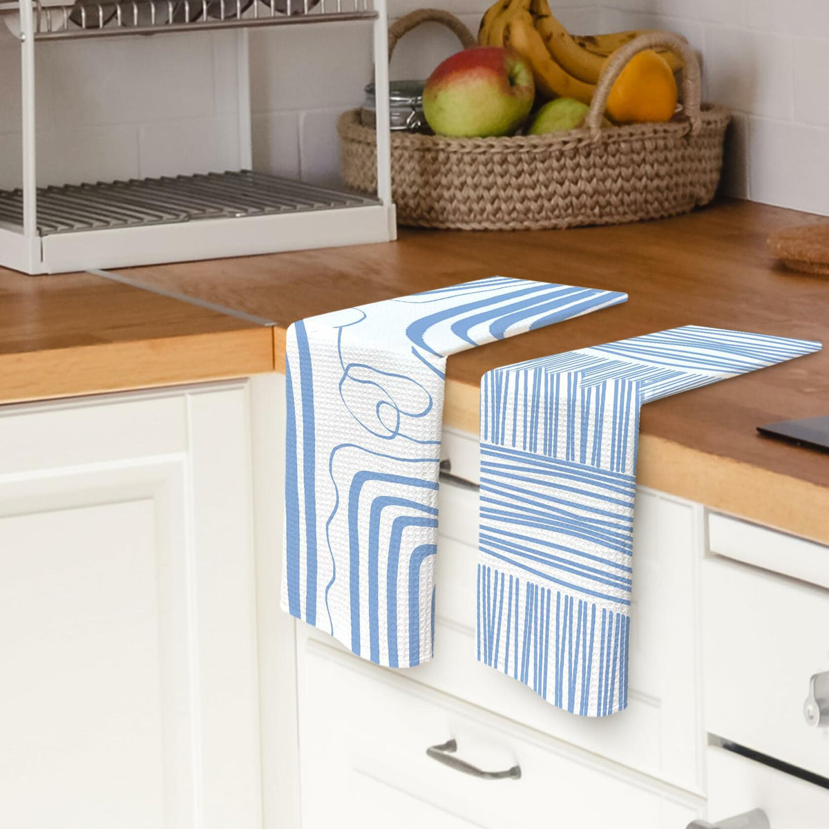 TAEDIN 2PCS Blue Abstract Art Kitchen Towels 16x24in Dish Tea Towels