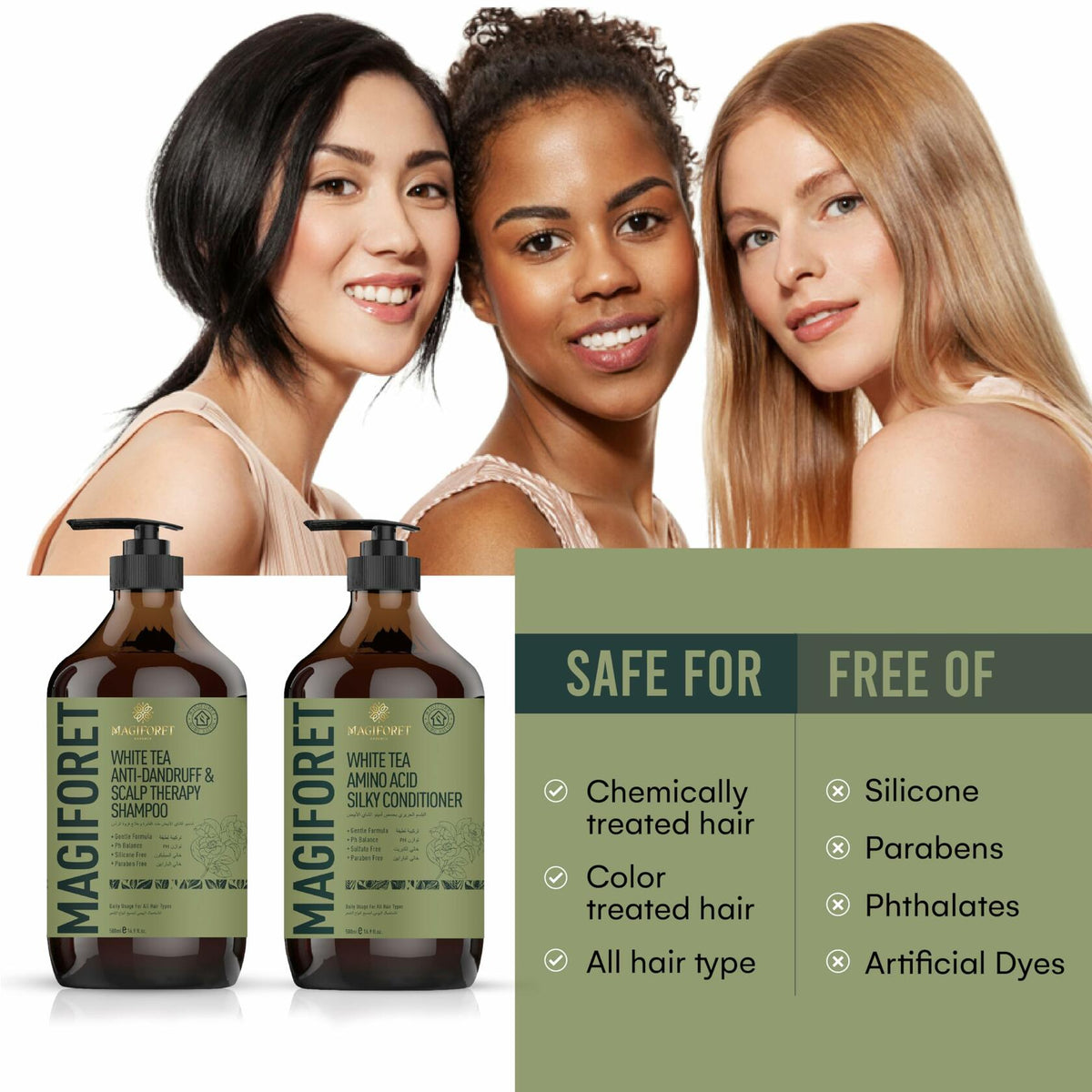 MagiForet Anti-Dandruff Shampoo & Conditioner Set 2x500ml Dry Flaky Scalp