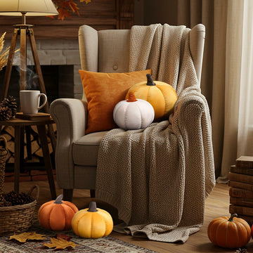 Yookeer 2PCS Halloween Pumpkin Throw Pillows Velvet 3D Soft Decorative Cushion