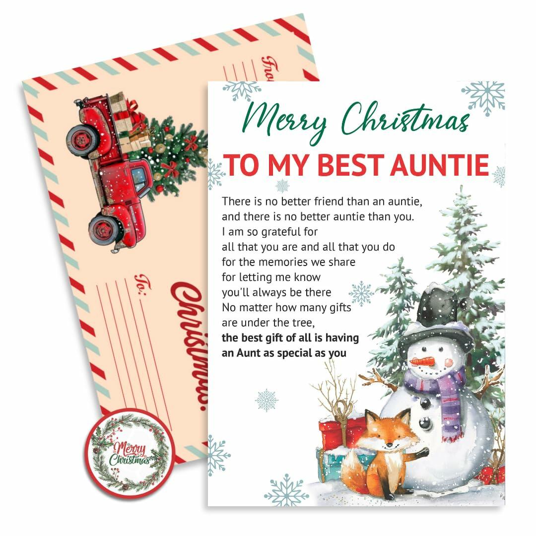 BlinkWishes Christmas Card for Aunt with Envelope & Seal | Xmas Gift