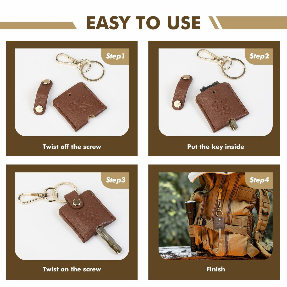 KARENSKEYS Leather Car Key Cover 2pcs Key Sleeve Loop Replacement