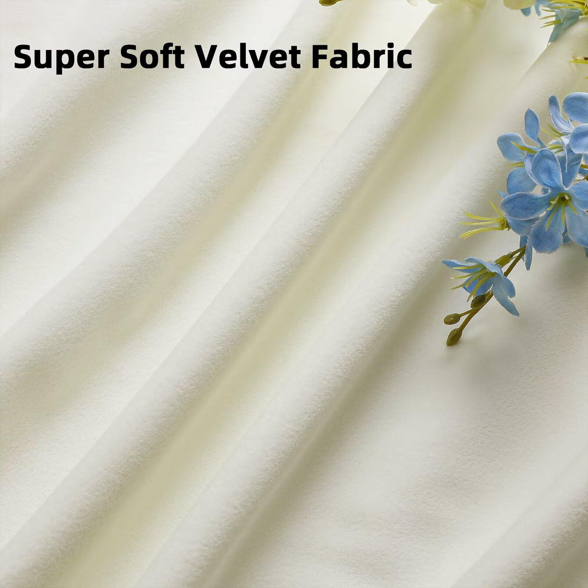 Joydeco White Velvet Blackout Curtains 90” 2 Panels Thermal Insulated Drapes