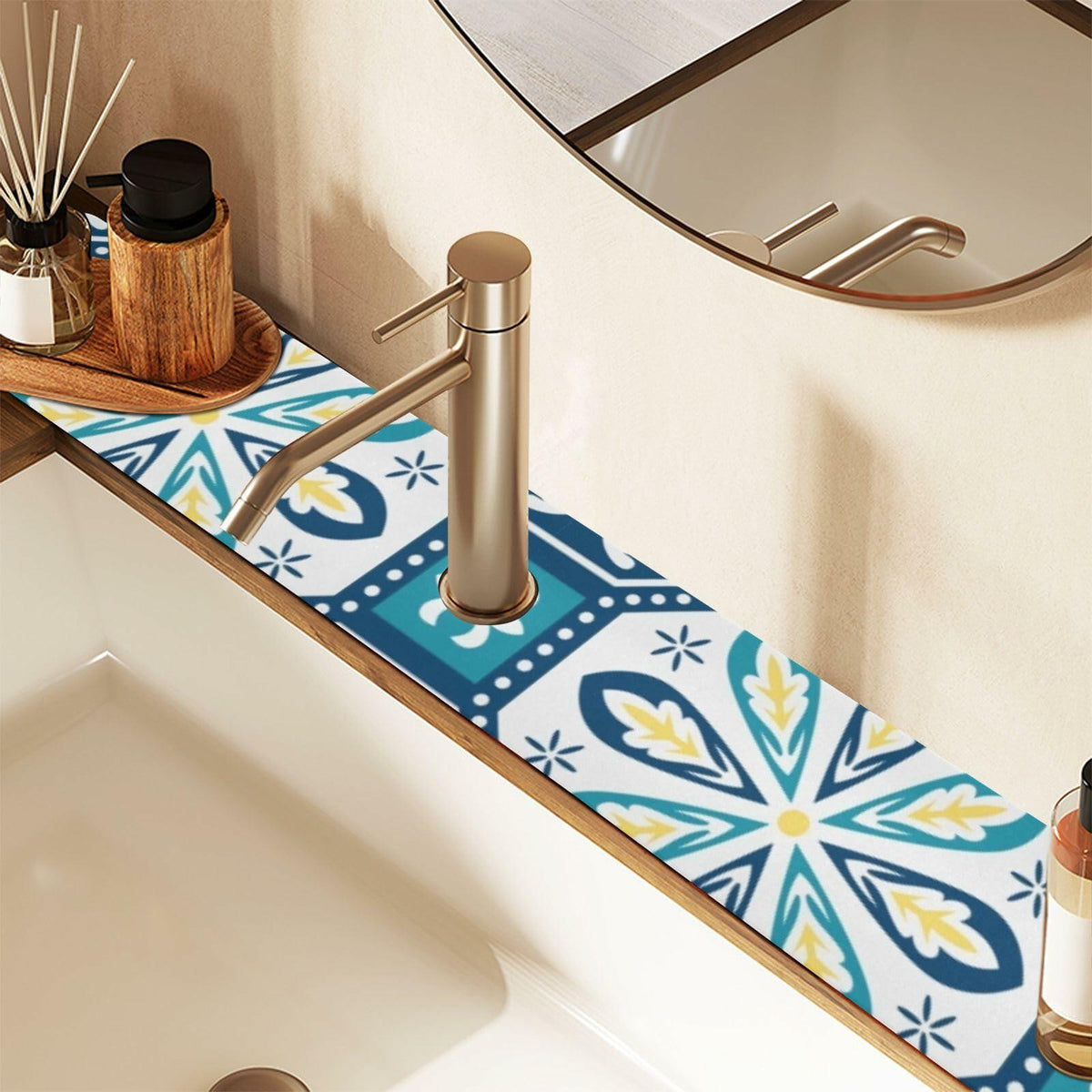 Kitchen Sink Splash Guard 14.7" Faucet Mat Water Absorbent Foldable Washable