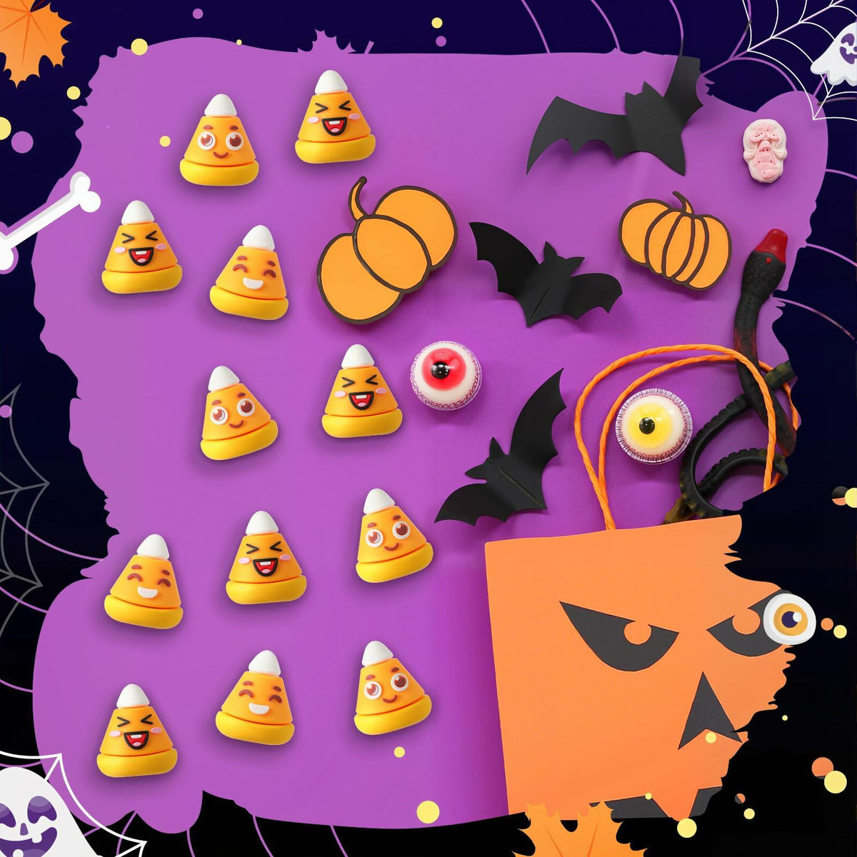 Simgoing 60PCS Halloween Mini Candy Corn Decorations Fall DIY Vase Filler