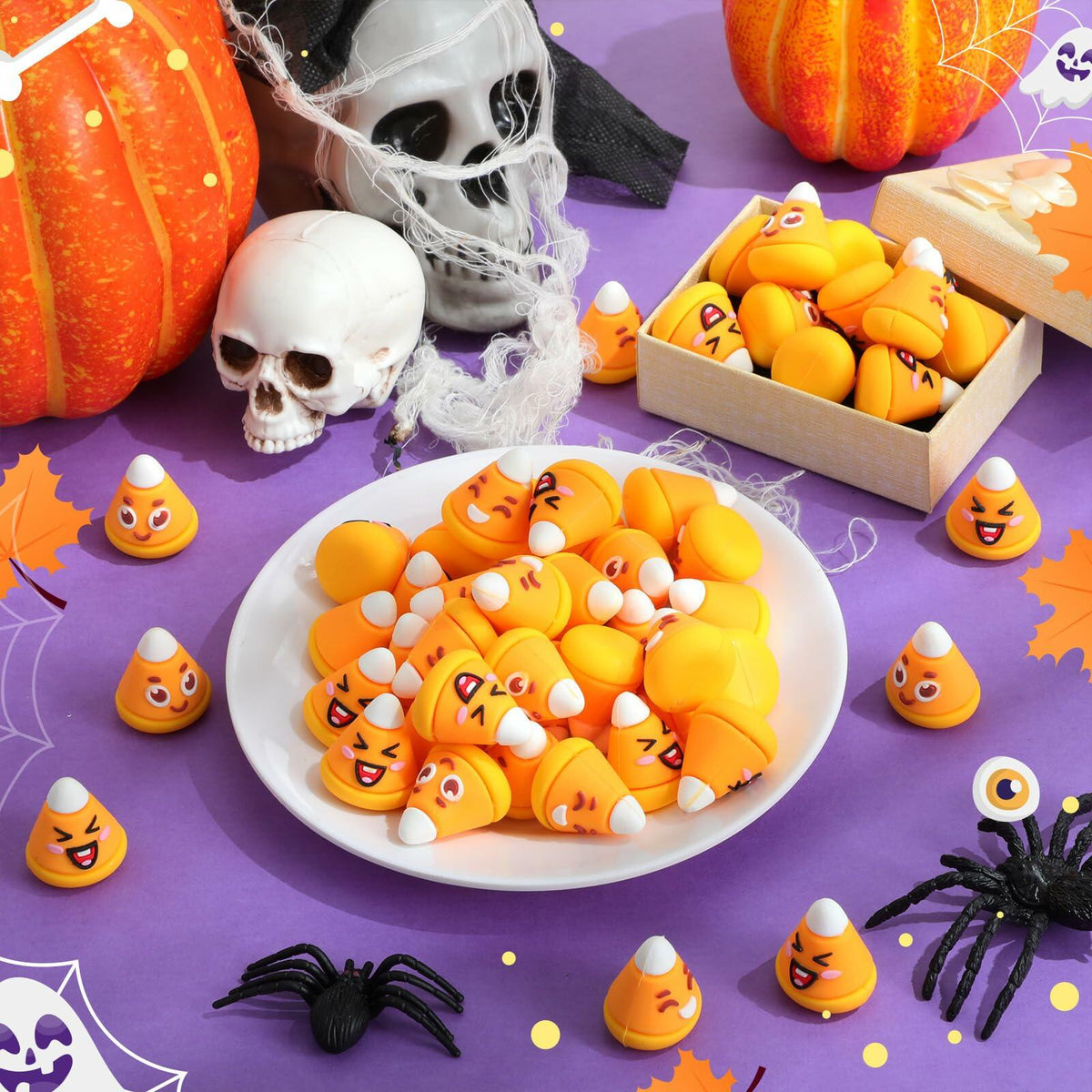 Simgoing 60PCS Halloween Mini Candy Corn Decorations Fall DIY Vase Filler