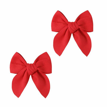 BOENBE LOVED Satin Ribbon Bows Hair Clips for Toddlers, Kids & Teens Red