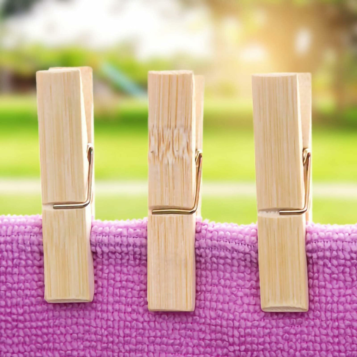 Mini Wooden Clothespins 20PCS Bamboo Clothes Pins Spring Clips Windproof