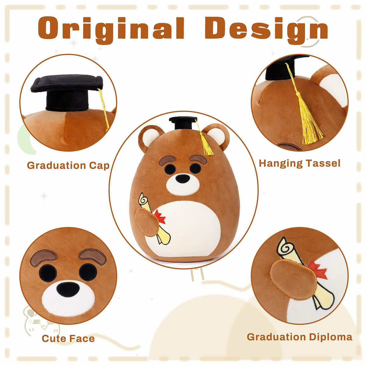 OurHonor Graduation Bear Plush with Mini Cap Stuffed Animal Gift for Kids