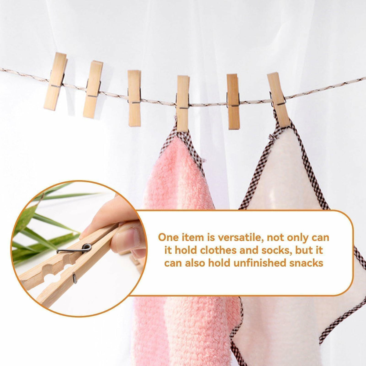 Mini Wooden Clothespins 20PCS Bamboo Clothes Pins Spring Clips Windproof