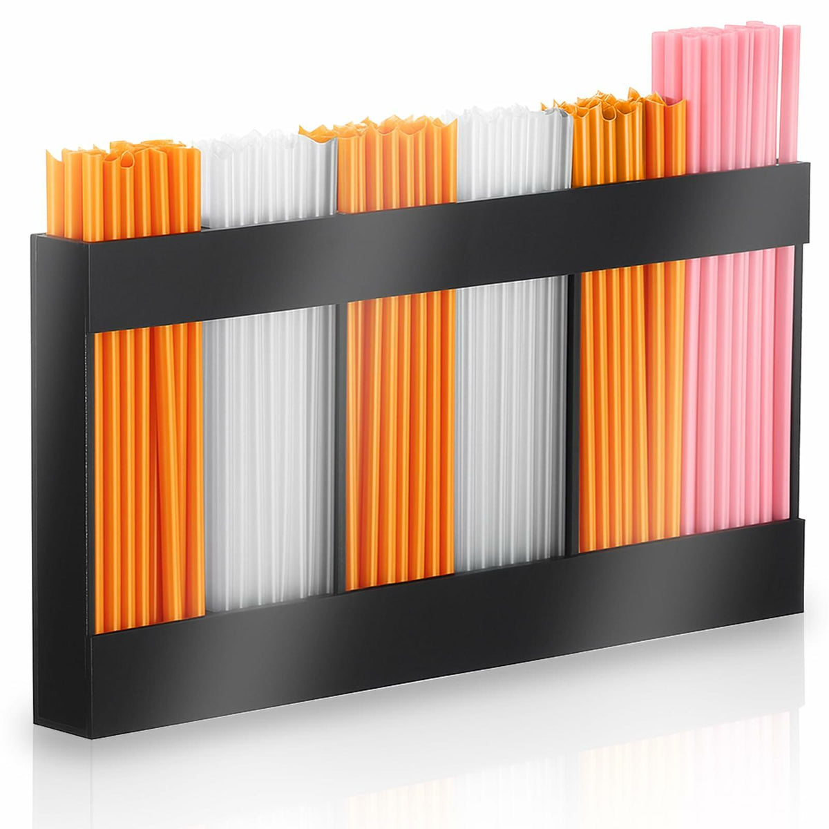 Acrylic Straw Holder 6-Compartment Organizer Gray | Cabinet or Counter Mount