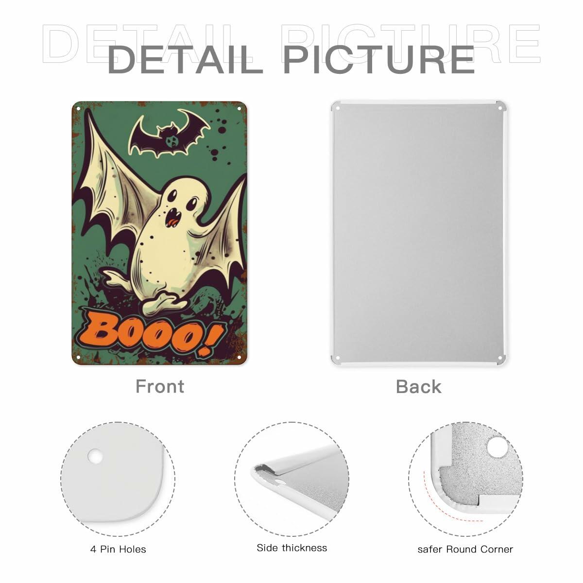 Halloween Metal Tin Sign Retro Ghost Wall Decor 8x12 Indoor Outdoor