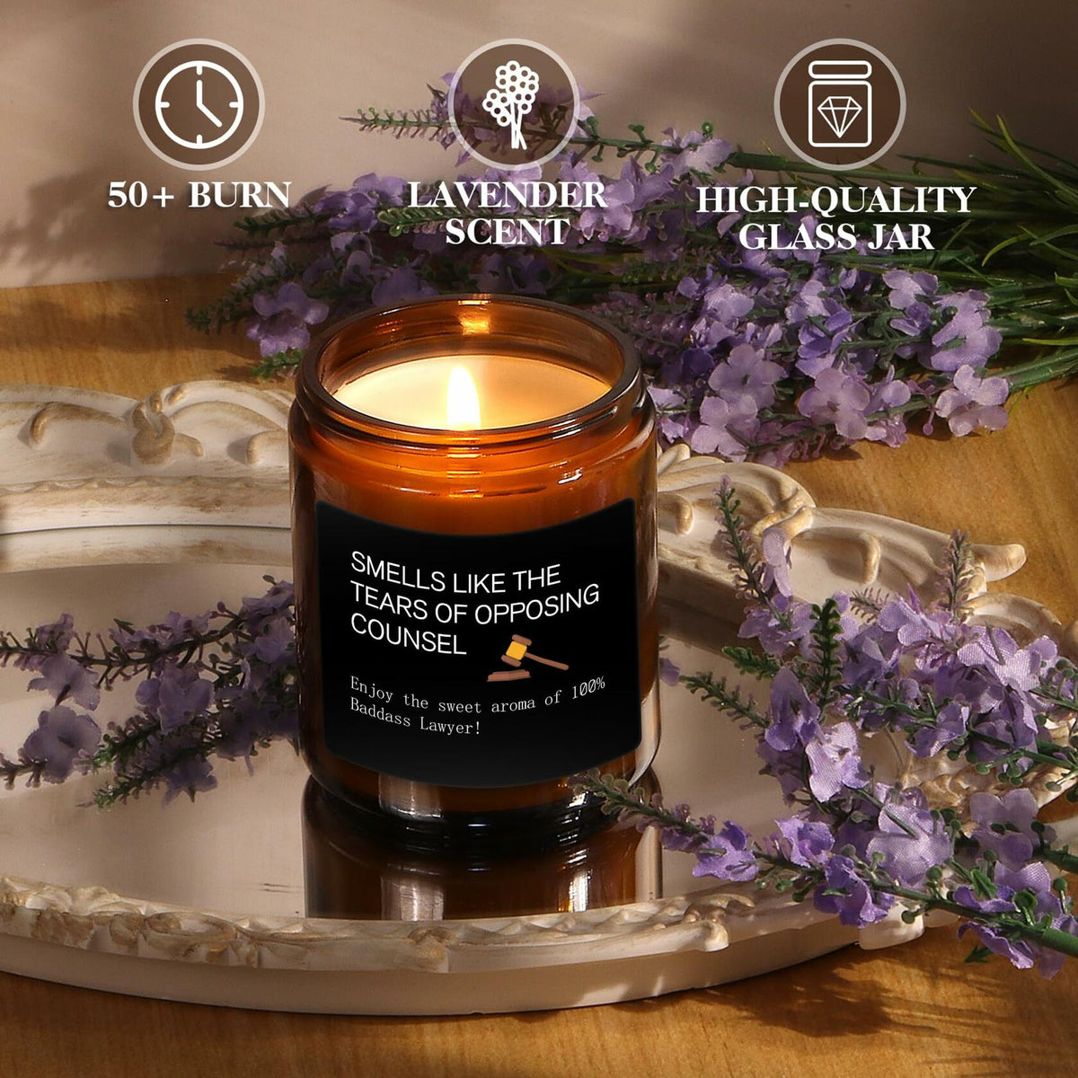 MOTVZC Lavender Candle Lawyer Gifts Funny Birthday Christmas Black Soy Wax