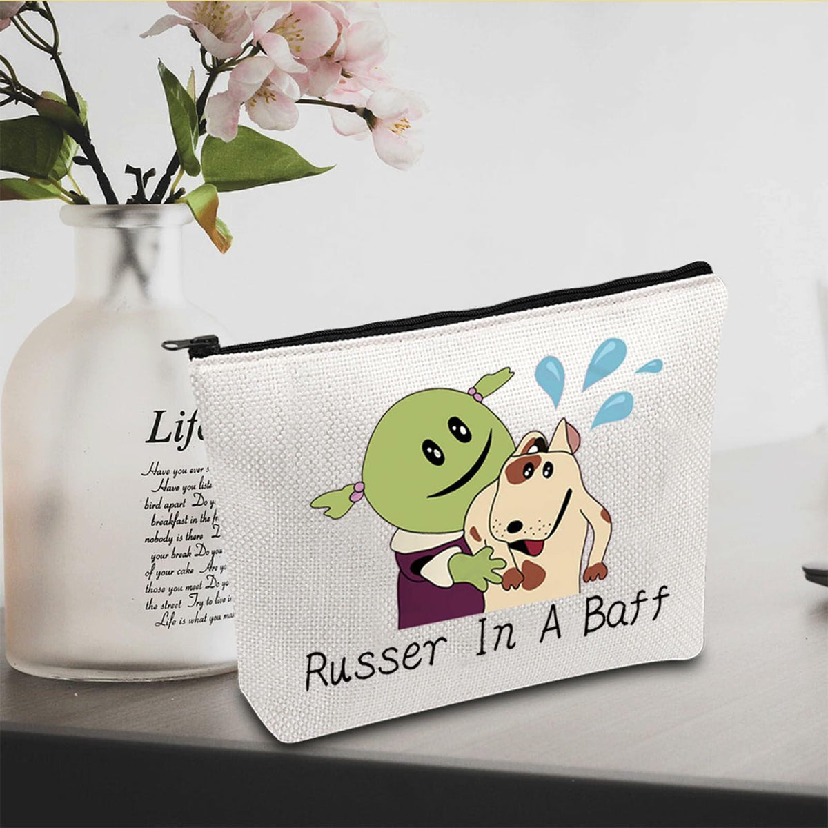 JXGZSO Cartoon Cosmetic Makeup Zipper Bag Russer In A Baff Polyester