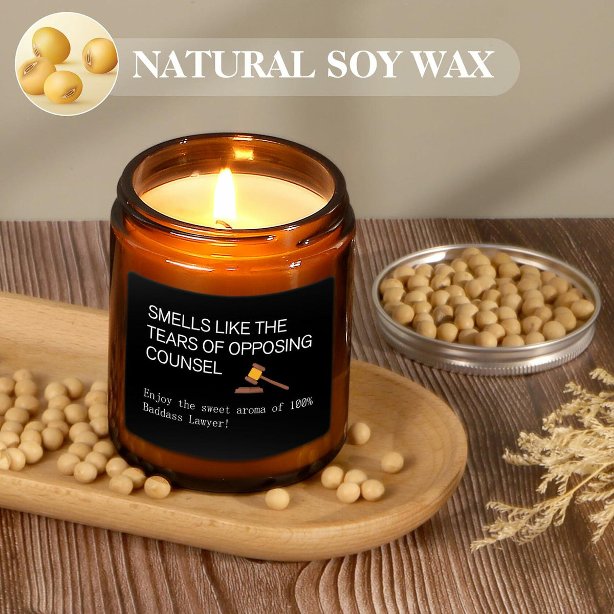 MOTVZC Lavender Candle Lawyer Gifts Funny Birthday Christmas Black Soy Wax