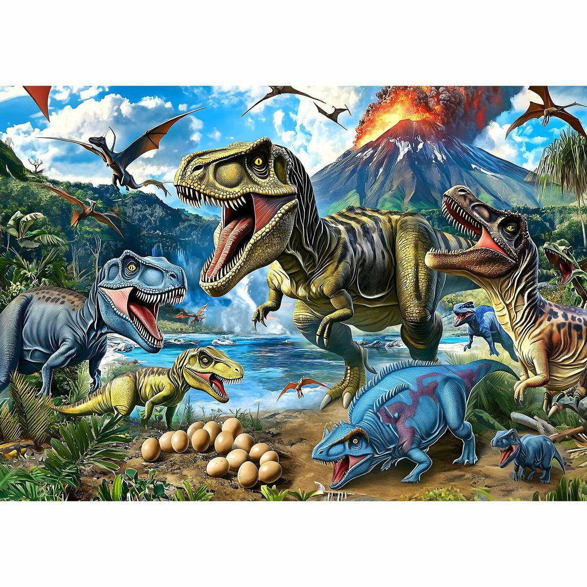 MINIWAN Dinosaur Floor Puzzle 200 Pieces Colorful Jurassic Park 19x13 in