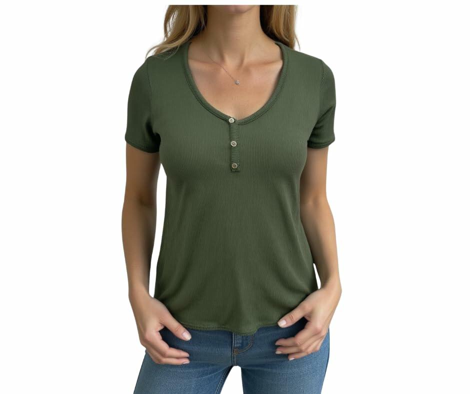 Star Vixen Women's Petite 80387-RIB Green Size Large