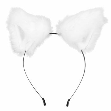 Jinshining White Cat Fox Ears Cosplay Headband with Bells Faux Fur Unisex
