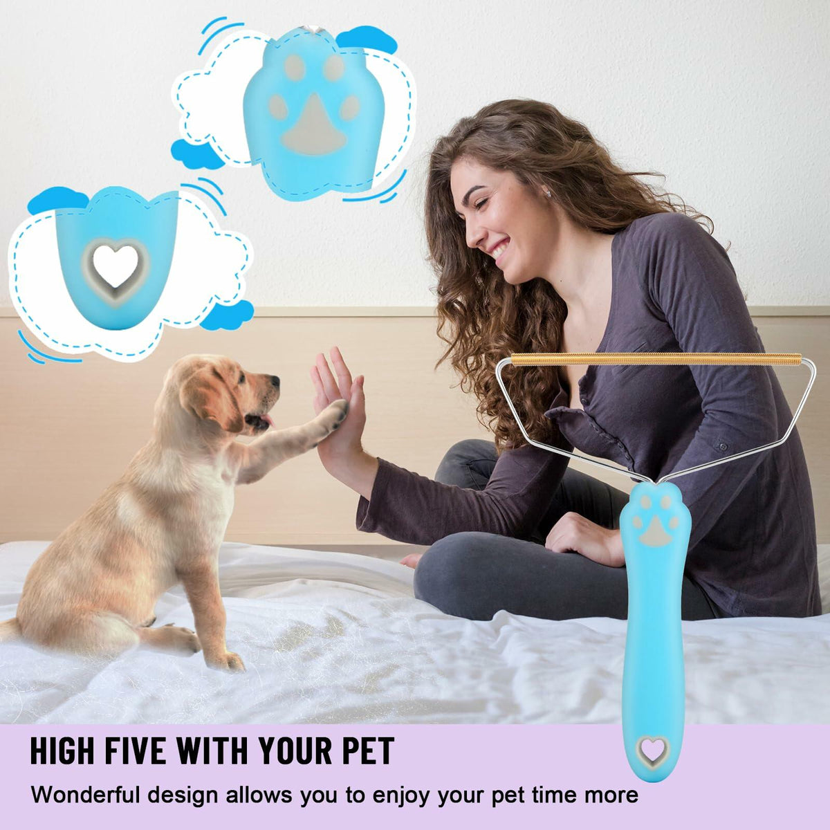 Qiguet Pet Hair Remover Carpet Scraper Fur Remover Tool Black