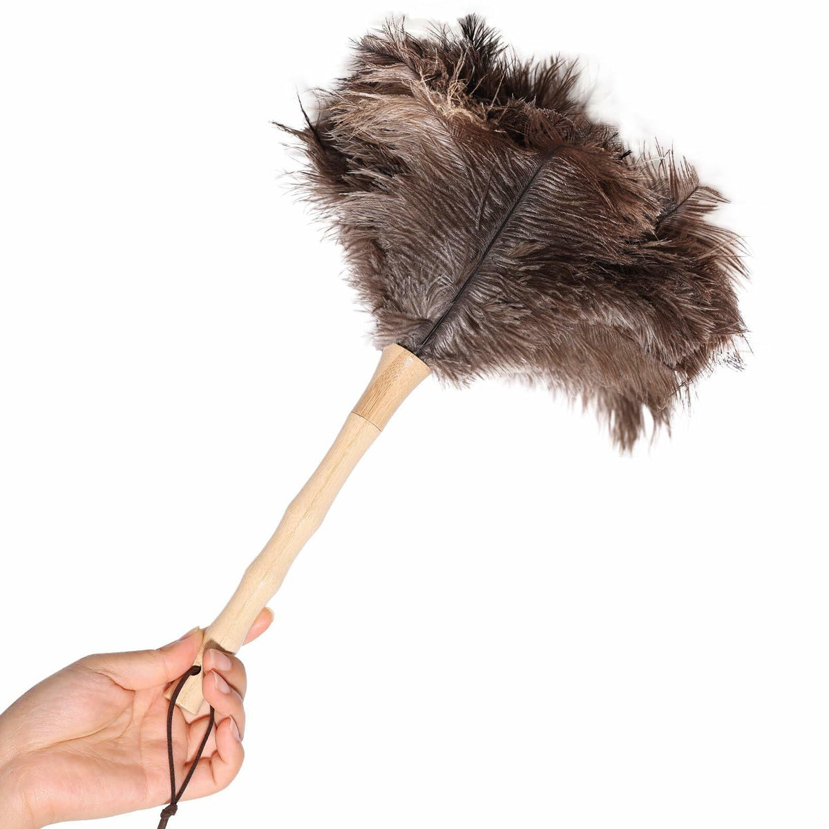 Greenfeather Small Ostrich Feather Duster 16in Wooden Handle 2 Pack