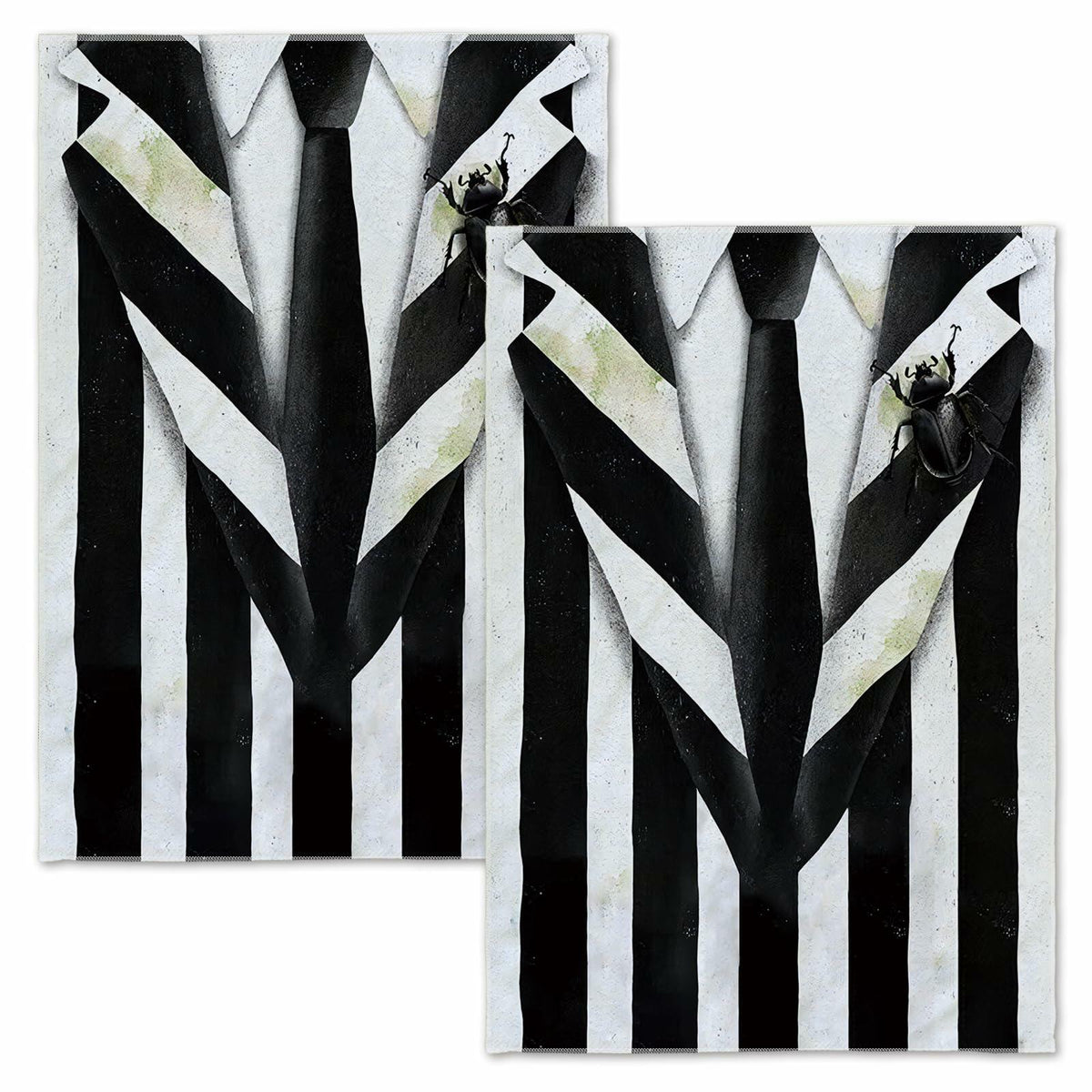 Jiudungs Halloween Kitchen Towels Set of 2 Black White Stripe 18x26 Inch
