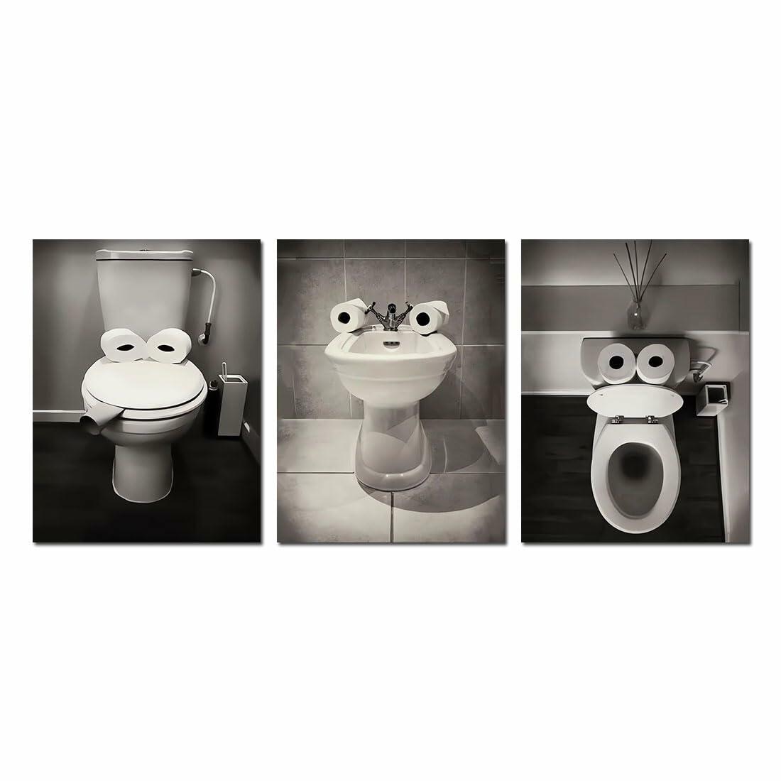 AIOCDIT Funny Dog Bathroom Wall Art Canvas Prints Set of 4 8x10 Unframed
