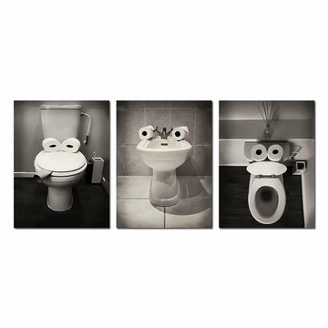 AIOCDIT Funny Dog Bathroom Wall Art Canvas Prints Set of 4 8x10 Unframed