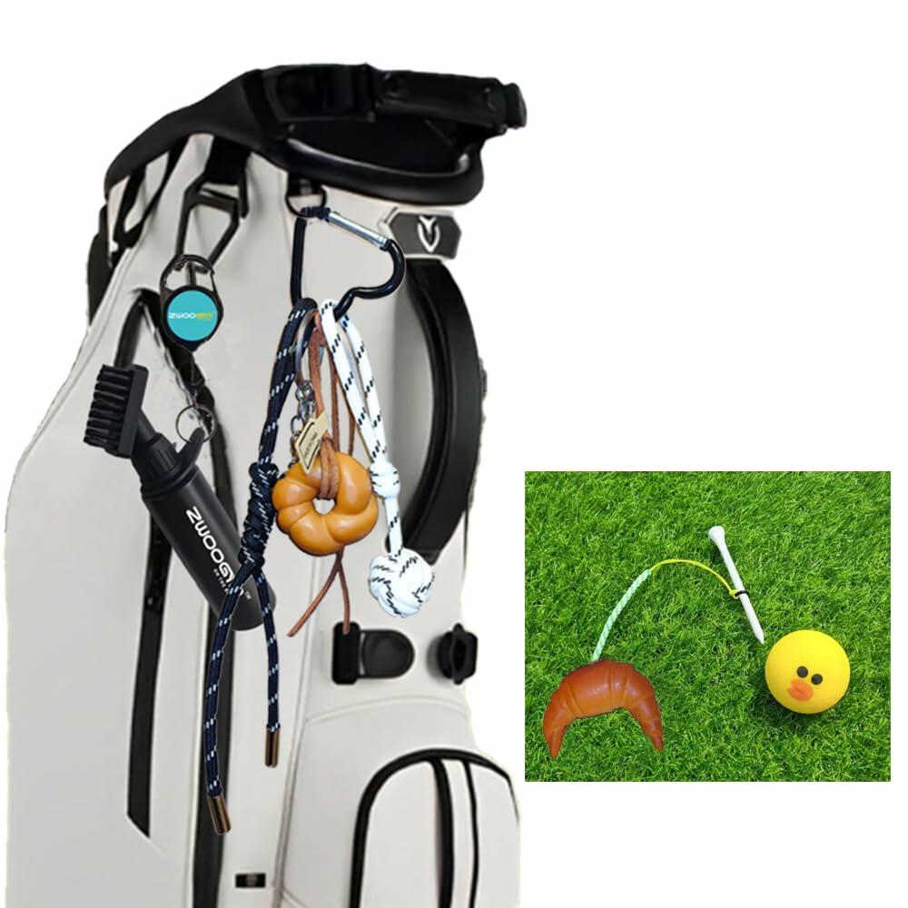 ZWOOGYM Handwoven Knot Charm Golf Club Bag Accessory Black White Green Brown