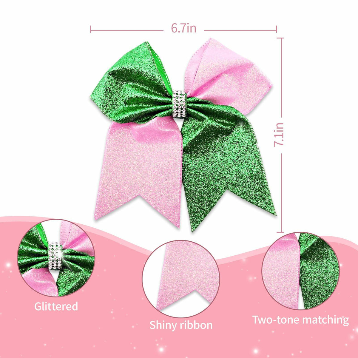 Tiltol 2 PCS Enchanted Witch Hair Bow Clips Pink Green & Pink White