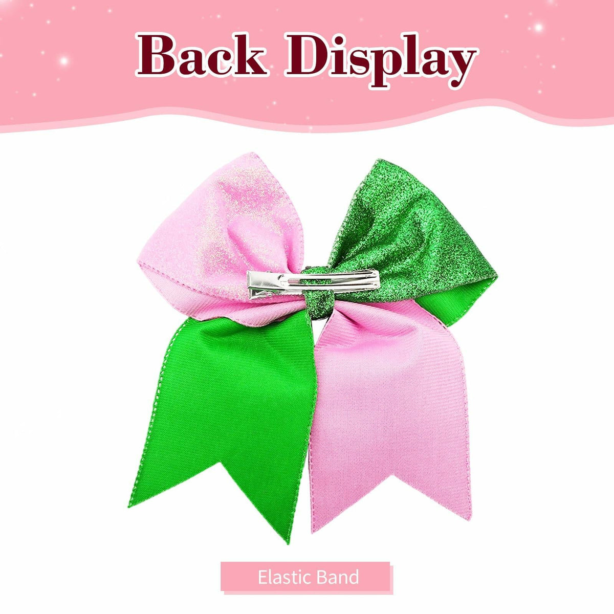 Tiltol 2 PCS Enchanted Witch Hair Bow Clips Pink Green & Pink White