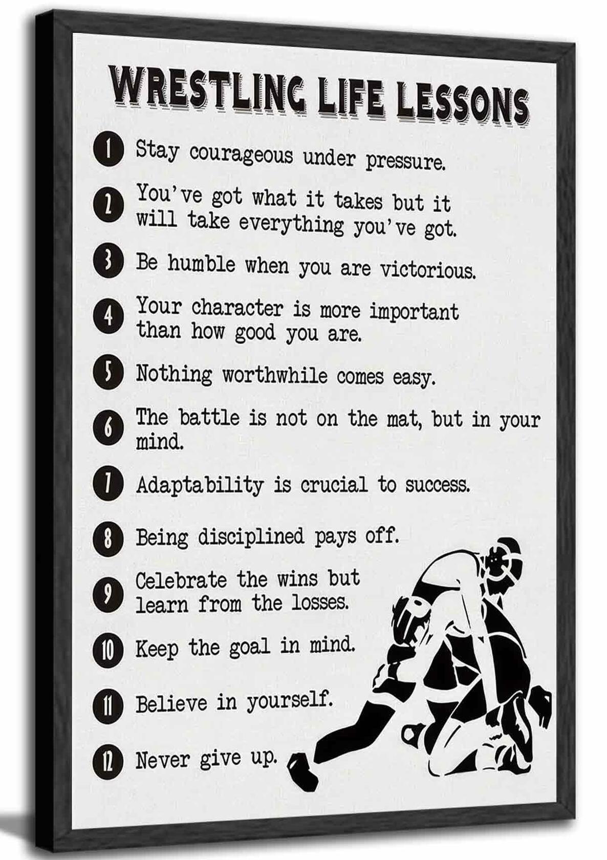 HSHFKLH Inspirational Wrestling Life Lessons Canvas Wall Art Motivational Poster