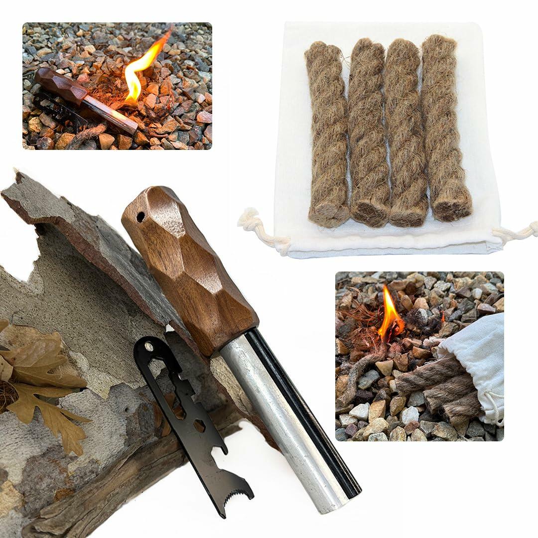 Exploration Gadget Inc. Emergency Fire Starter with Weatherproof Fat Rope Brown