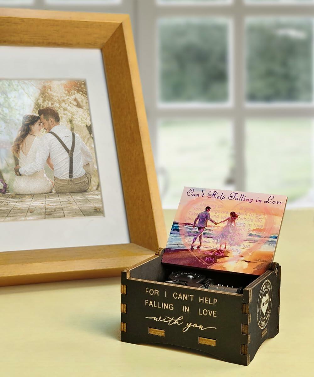 Sooharic "Can't Help Falling in Love" Wooden Music Box Gift for Her