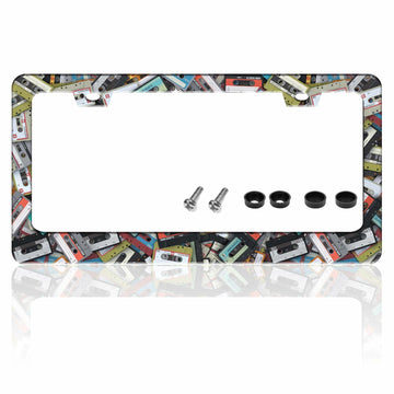 Cassette Music Tape License Plate Frame Stainless Steel 6.3x12.2 in