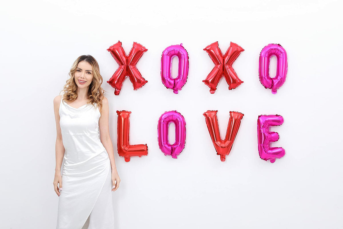 Giga Gud XOXO LOVE Letters Foil Balloon 16 Inch Pink Red 1 Pc